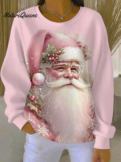 Women's Christmas Santa Art Print Casual Sweatshirt