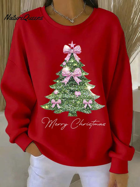 Women's Christmas Tree Art Print Casual Sweatshirt