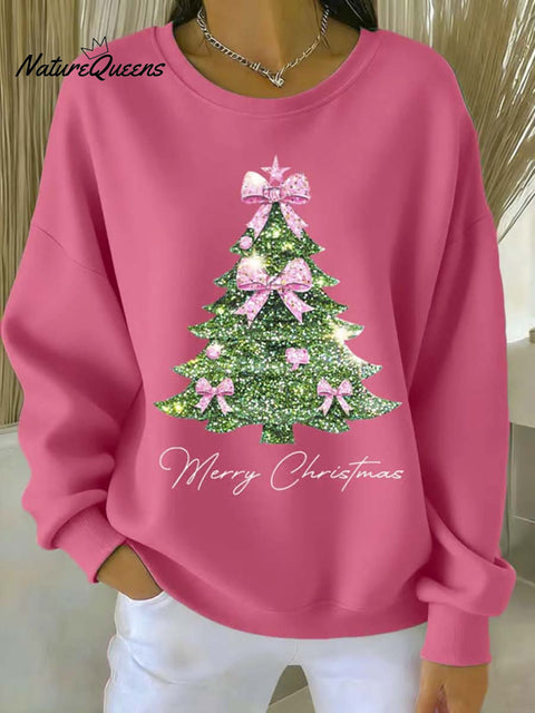 Women's Christmas Tree Art Print Casual Sweatshirt