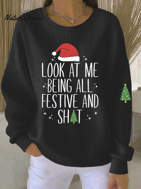 Women's Christmas Pattern Art Print Casual Sweatshirt
