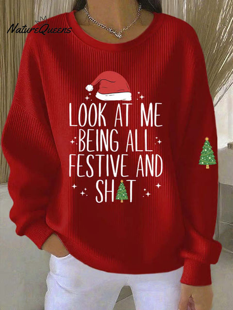 Women's Christmas Pattern Art Print Casual Sweatshirt