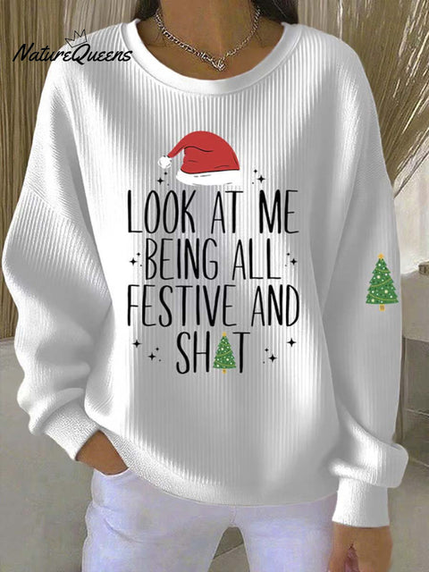 Women's Christmas Pattern Art Print Casual Sweatshirt