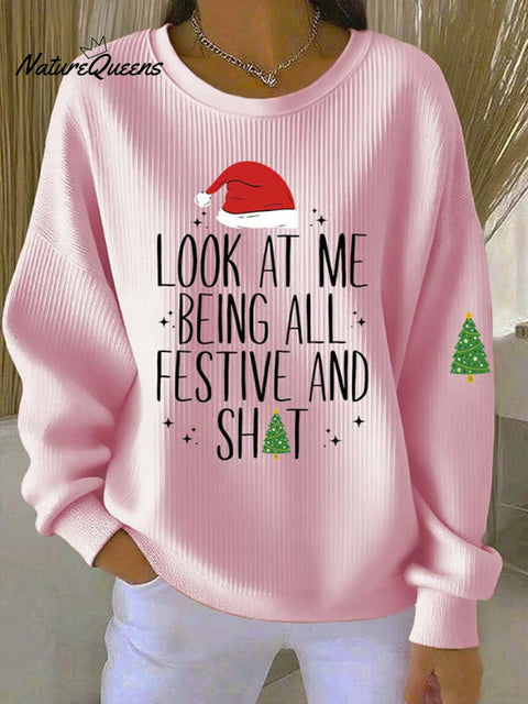 Women's Christmas Pattern Art Print Casual Sweatshirt