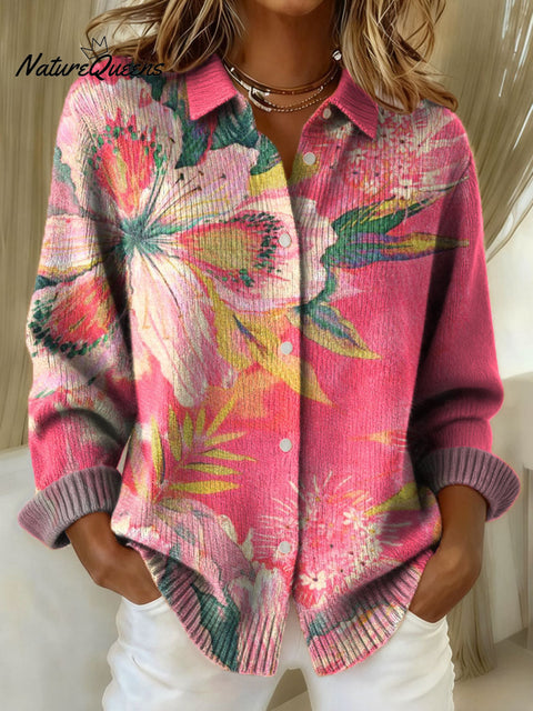 Women's Floral Art Print Casual Sweater