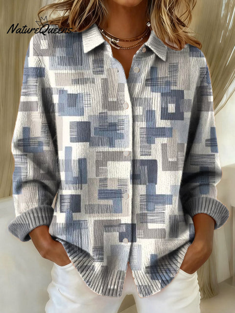 Women's Geometric Pattern Art Print Casual Sweater