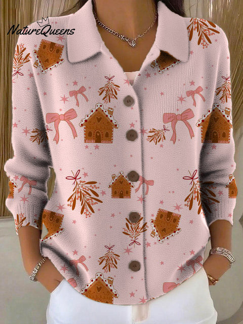 Women's Christmas Pattern Art Print Casual Sweater