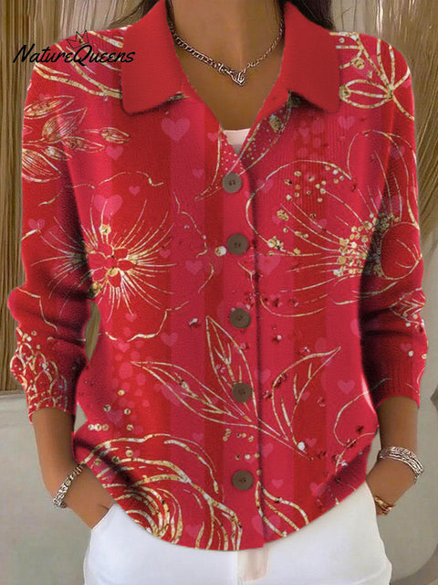 Women's Floral Art Print Casual Sweater