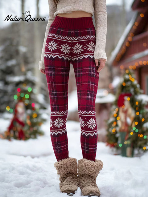 Women's Christmas Pattern Art Printed Knitted Leggings