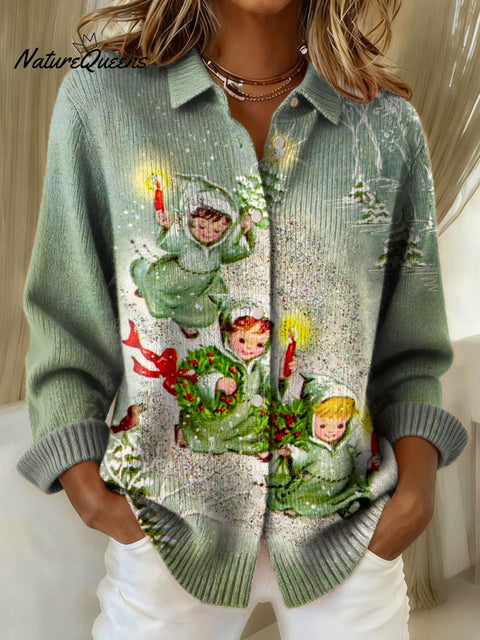 Women's Christmas Pattern Art Print Casual Sweater