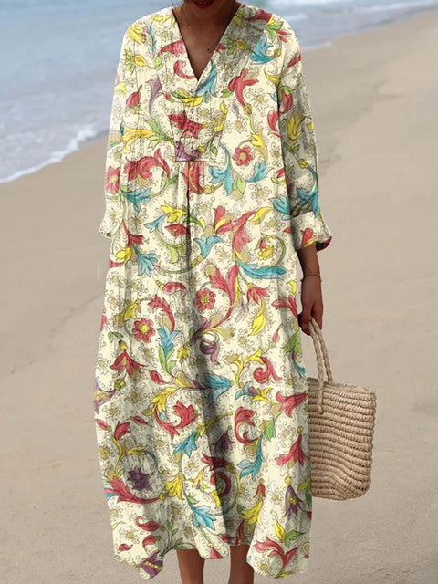 Women's Artistic Abstract Flowers Art Print Dress