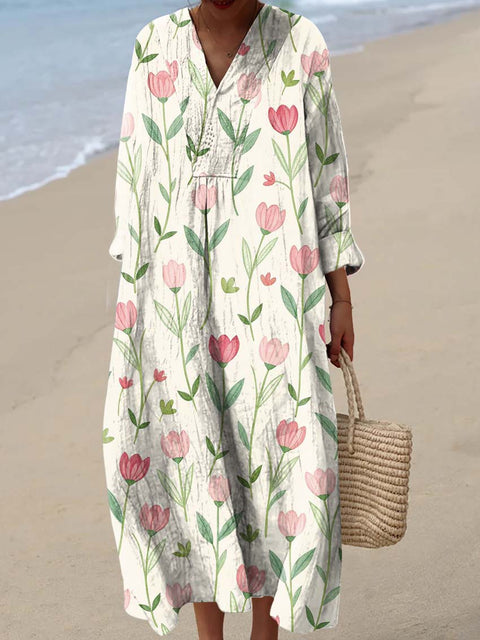 Women's Artistic Creative Flowers Print Dress