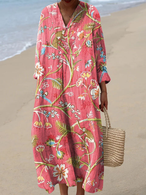 Women's Retro Art Floral Fun Monkey Print Dress
