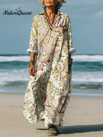 Women's Ethnic Retro Floral Art Print Dress