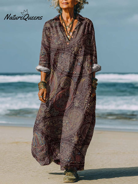 Women's Retro Ethnic Art Patterns Art Print Dress
