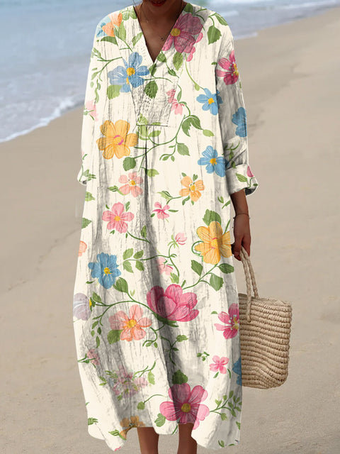 Women's Creative Artistic Flowers Art Print Dress