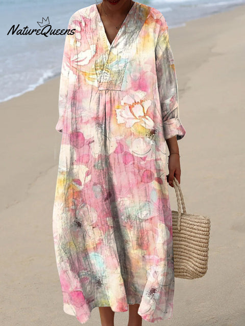 Women's Artistic Blurring Abstract Flowers Creative Artistic Flowers Art Print Dress