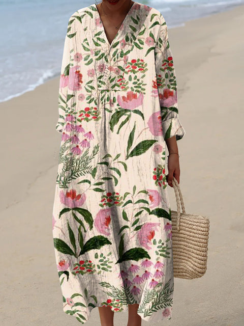 Women's Artistic Flowers Print Dress