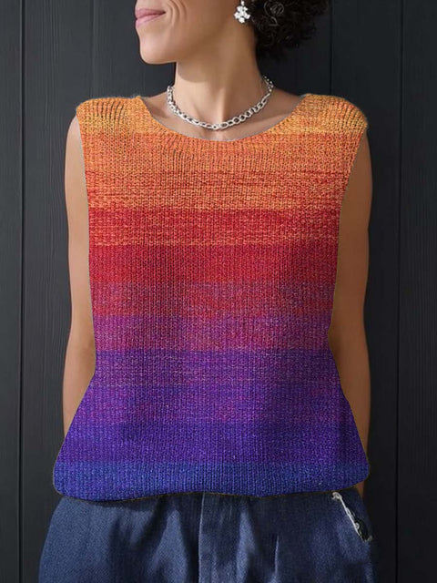 Women's Artistic Abstraction Gradient Print Casual Summer Knitting Top