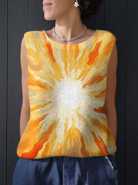 Women's Art Oil Painting Style Print Casual Summer Knitting Top