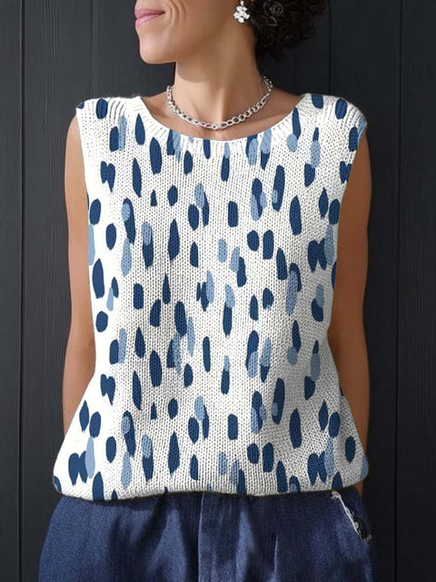 Women's Artistic Abstract Geometry Print Casual Summer Knitting Top
