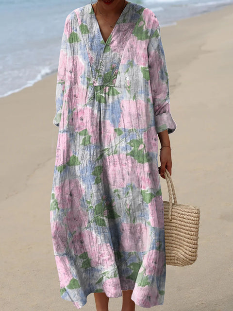 Women's Blur Flowers Print Dress