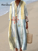 Women's Stripe Flowers Print Dress