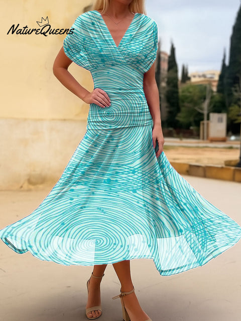 Women's Blue Circle Print Cotton Dress