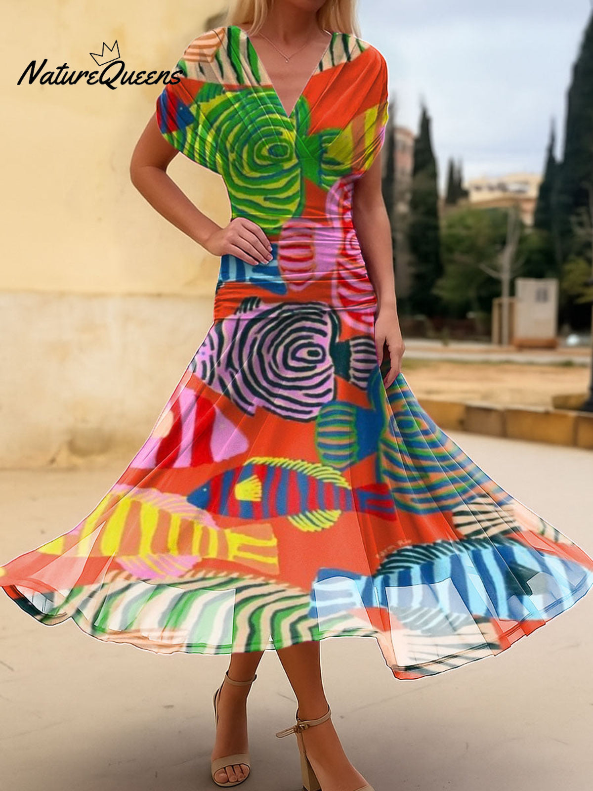 Women's Fish Print Cotton Dress