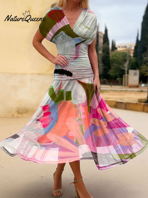 Women's Irregular Print Cotton Dress