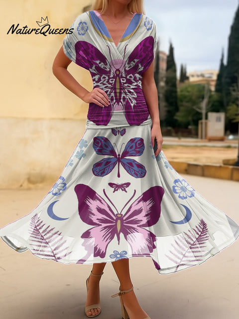 Women's Butterfly Print Cotton Dress