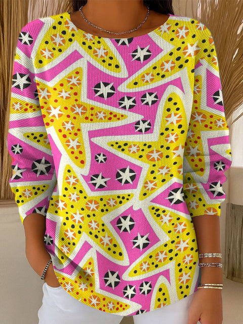 Women's Star Art Print Casual Pullover Sweater