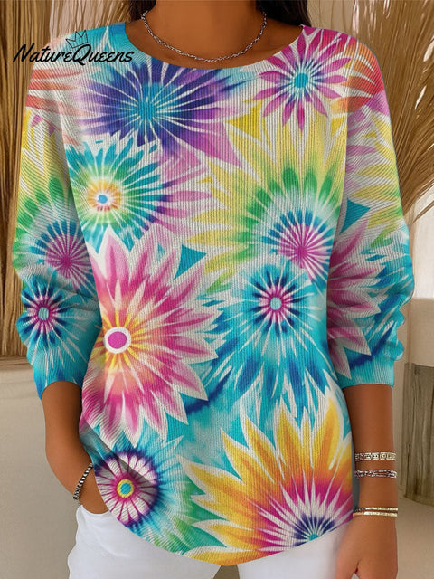 Women's Radial Shading Art Print Casual Pullover Sweater