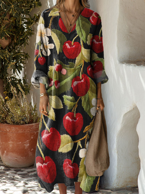 Women's Cherry Art Print Dress