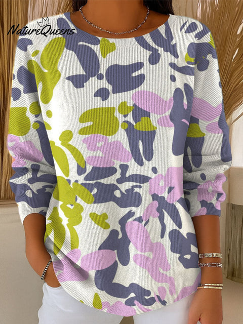 Women's Color Camouflage Pattern Casual Pullover Sweater