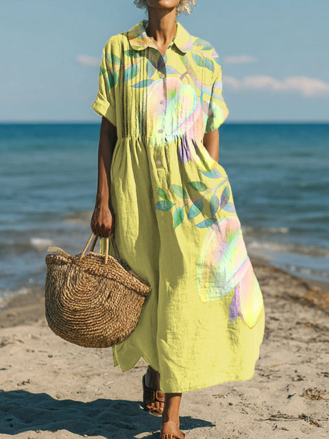 Women's Apricot Blossom Art Print Dress