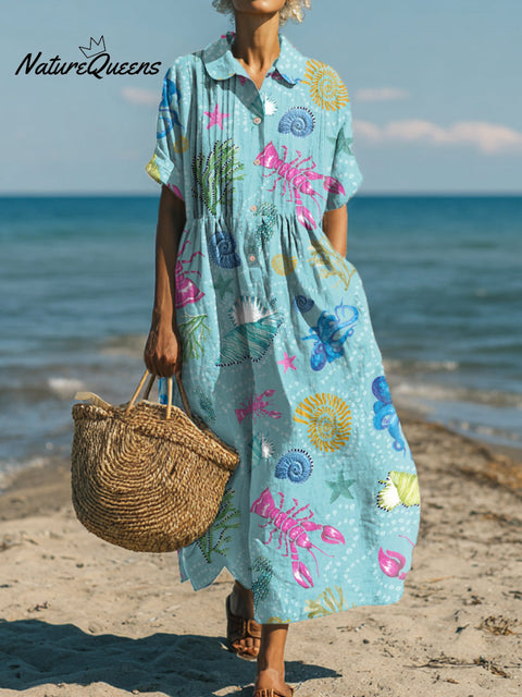 Women's Island Style Art Print Dress