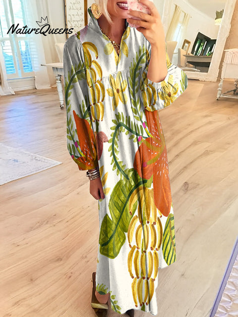 Women's Bananas And Flowers Art Print Dress
