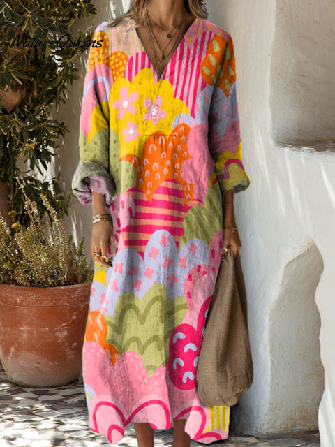 Women's Colorful Cloud Art Print Dress
