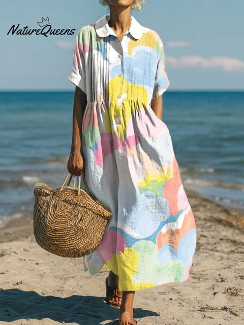 Women's Gradient Colored Clouds Art Print Dress