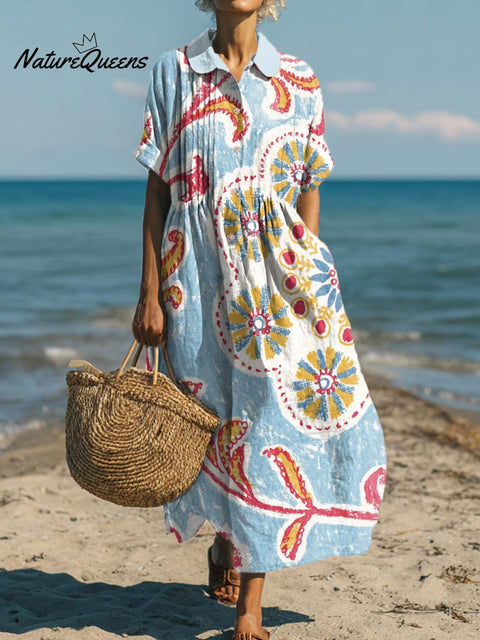 Women's Ethnic Style Surround Totem Art Print Dress