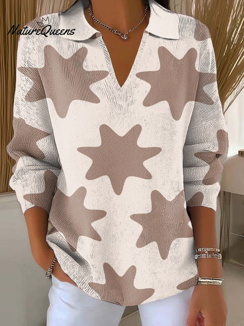 Women's Hexagon Printed Casual Sweater