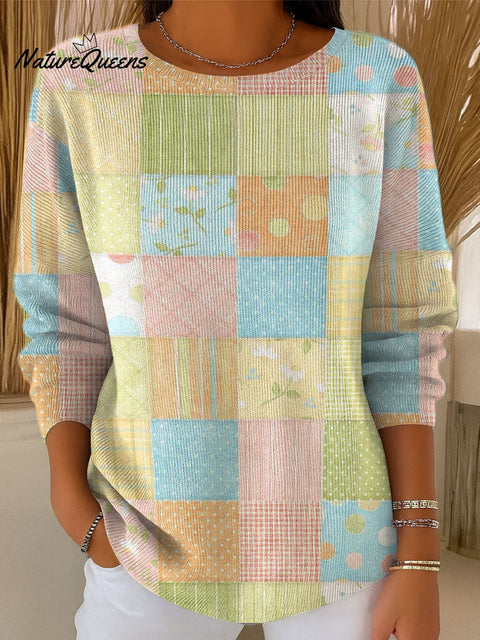 Women's Different Pattern Plaid Pattern Casual Pullover Sweater