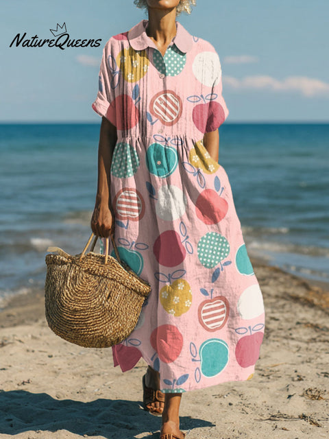 Women's Colorful Apple Art Print Dress