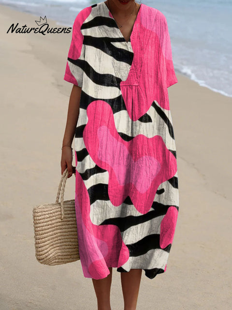 Women's Pink Zebra Print Art Print Flowy Dress