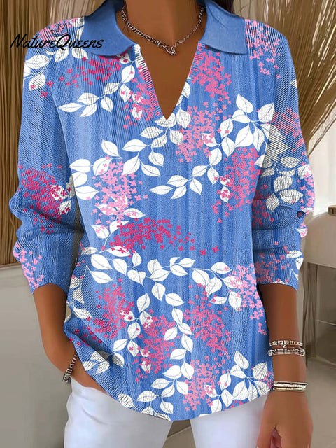 Women's Florals And Leaves Printed Casual Sweater