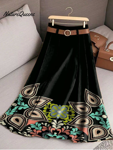 Women's Ethnic Art Print Cotton Skirt