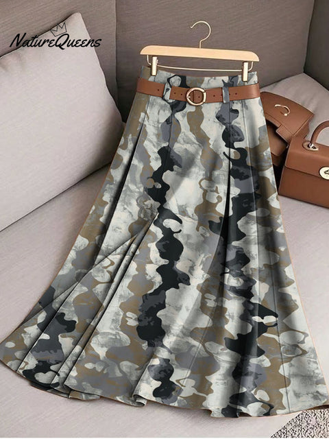 Women's Camouflage Ink Painting Print Cotton Skirt