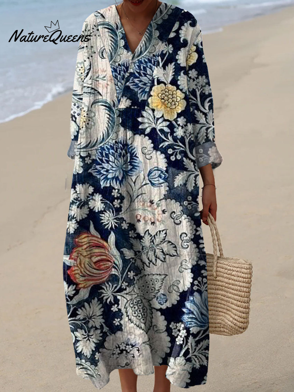 Women'sRetro Floral Art Print Casual Dress