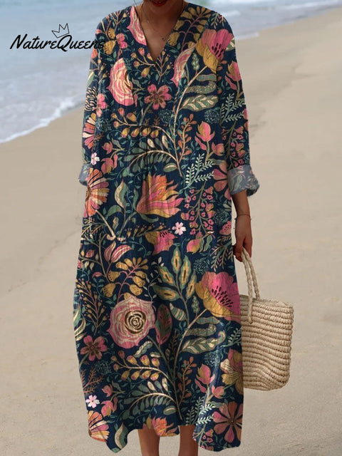Women's  Retro Floral Art Print Casual Dress