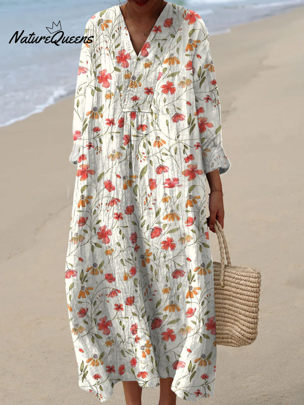 Women'sRetro Floral Art Print Casual Dress